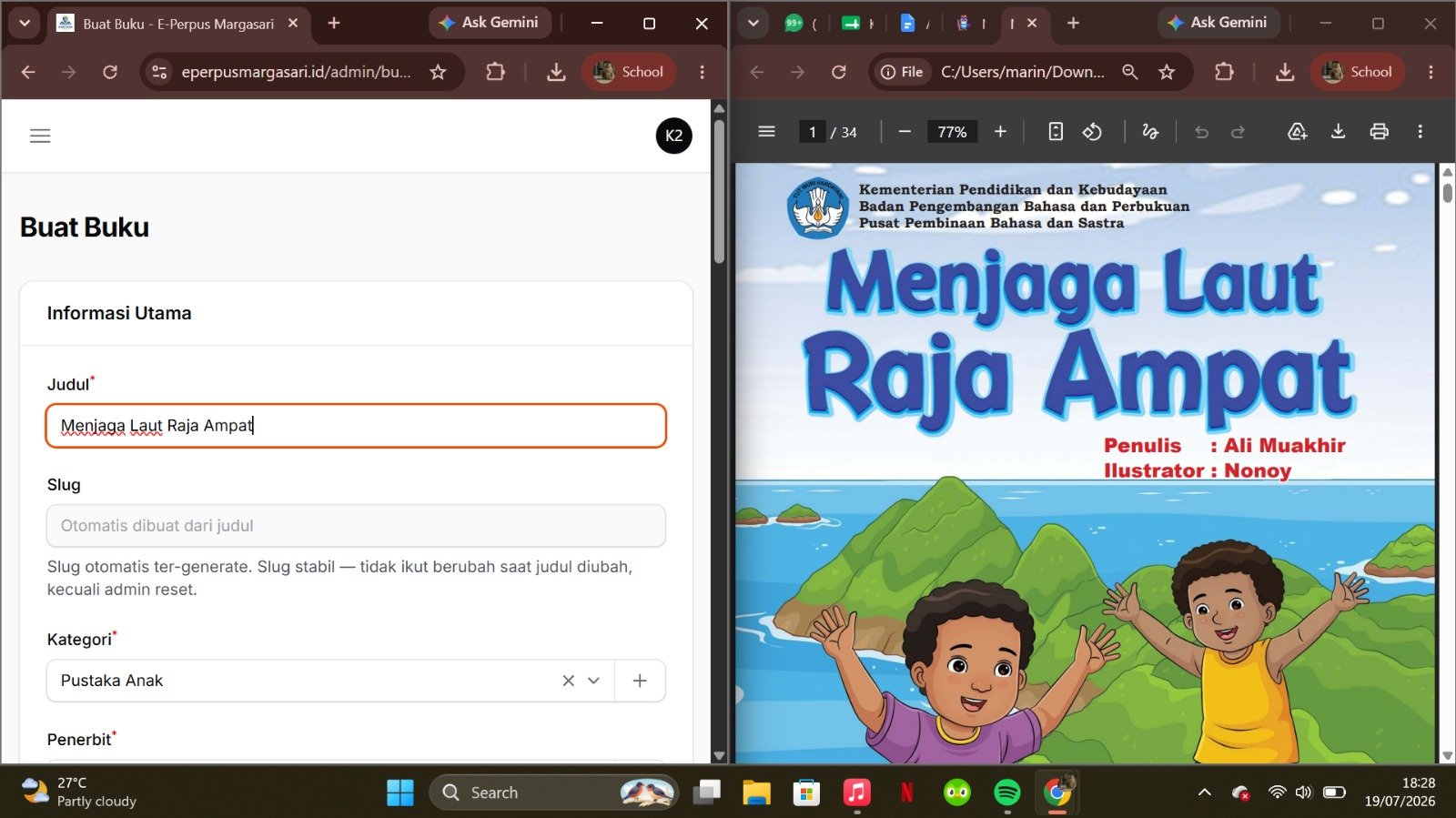 Dokumentasi Pengelolaan Perpustakaan dan Taman Baca Masyarakat — KKN Unsoed Margasari 2026